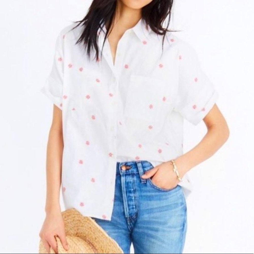 Madewell Courier Shirt Daisy Embroidered Size Small